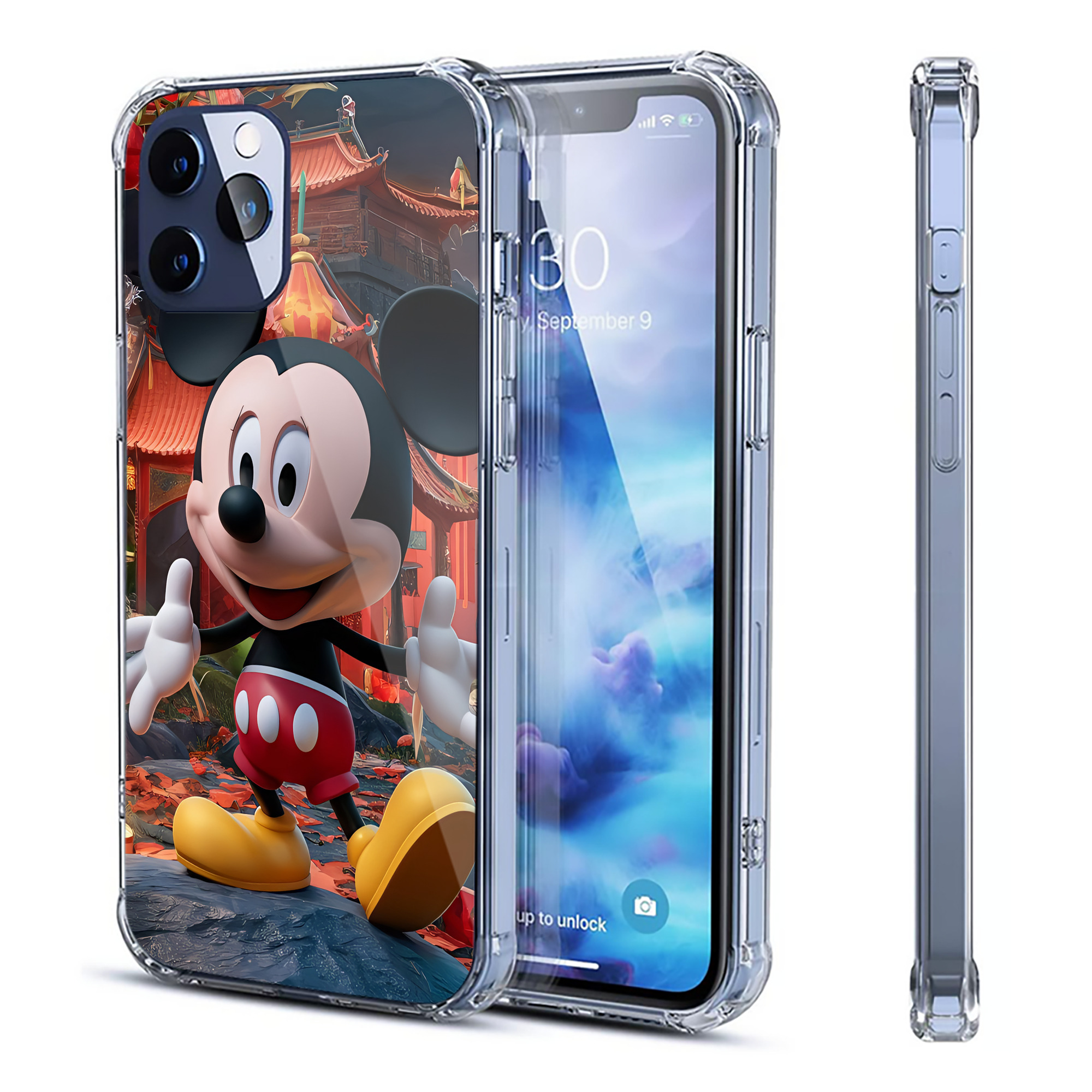 （画像用） ミッキーマウス Mickey Mouse 【iPhone 12シリーズ対応】透明スマホケース（クリアソフトケース）